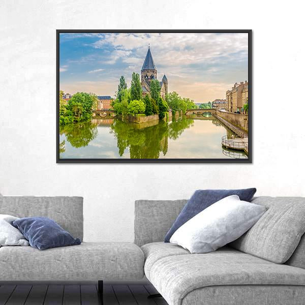 Neuf Temple France Canvas Wall Art-5 Horizontal-Gallery Wrap-22" x 12"-Tiaracle