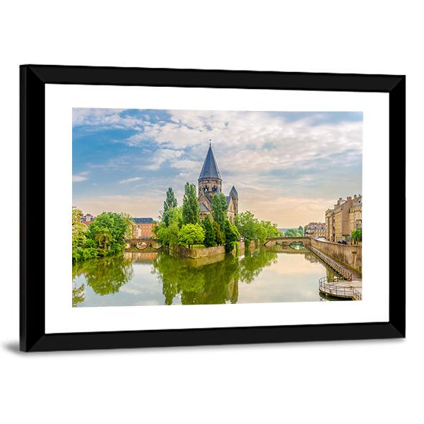 Neuf Temple France Canvas Wall Art-5 Horizontal-Gallery Wrap-22" x 12"-Tiaracle