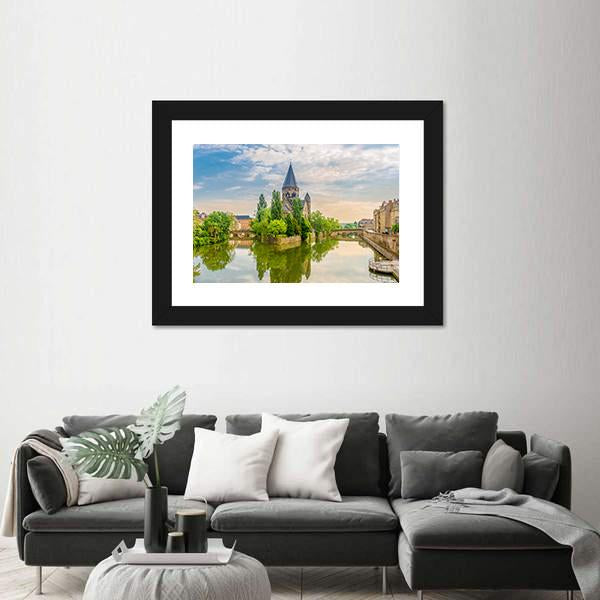 Neuf Temple France Canvas Wall Art-5 Horizontal-Gallery Wrap-22" x 12"-Tiaracle