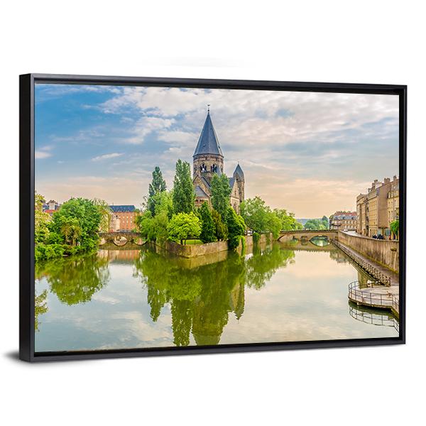 Neuf Temple France Canvas Wall Art-5 Horizontal-Gallery Wrap-22" x 12"-Tiaracle