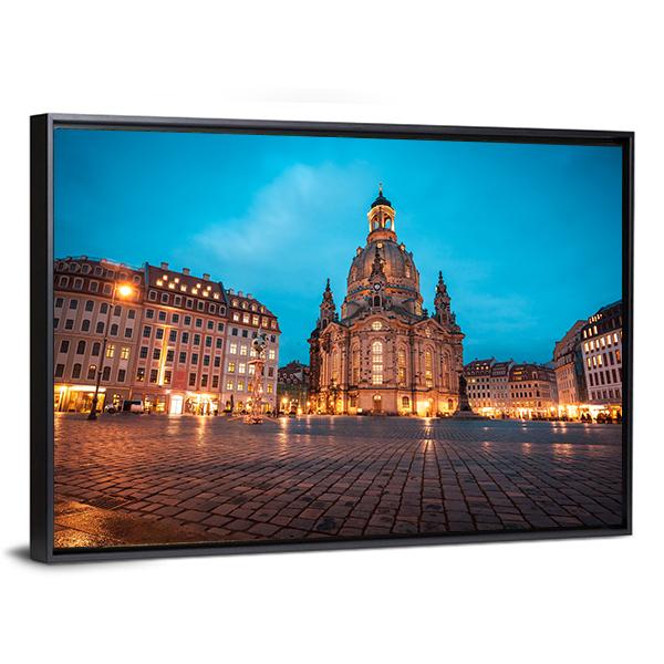Neumarkt &amp; Frauenkirche Canvas Wall Art-3 Horizontal-Gallery Wrap-25" x 16"-Tiaracle