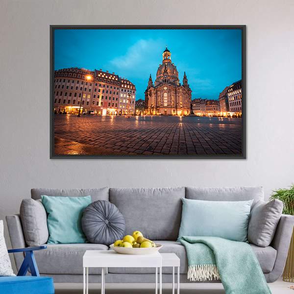 Neumarkt &amp; Frauenkirche Canvas Wall Art-3 Horizontal-Gallery Wrap-25" x 16"-Tiaracle