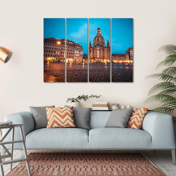 Neumarkt & Frauenkirche Canvas Wall Art-1 Piece-Gallery Wrap-36" x 24"-Tiaracle