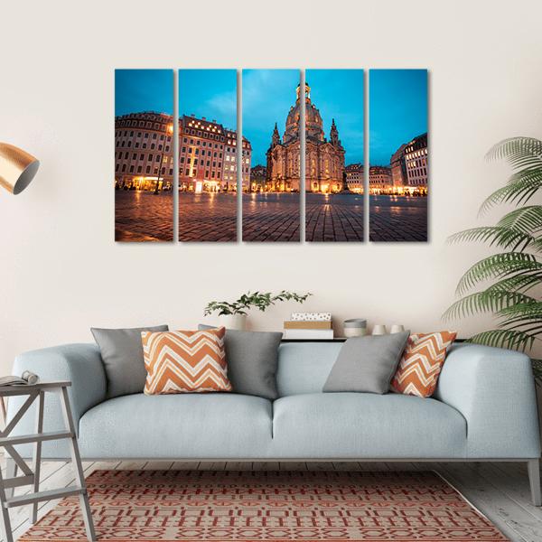 Neumarkt &amp; Frauenkirche Canvas Wall Art-5 Horizontal-Gallery Wrap-22" x 12"-Tiaracle