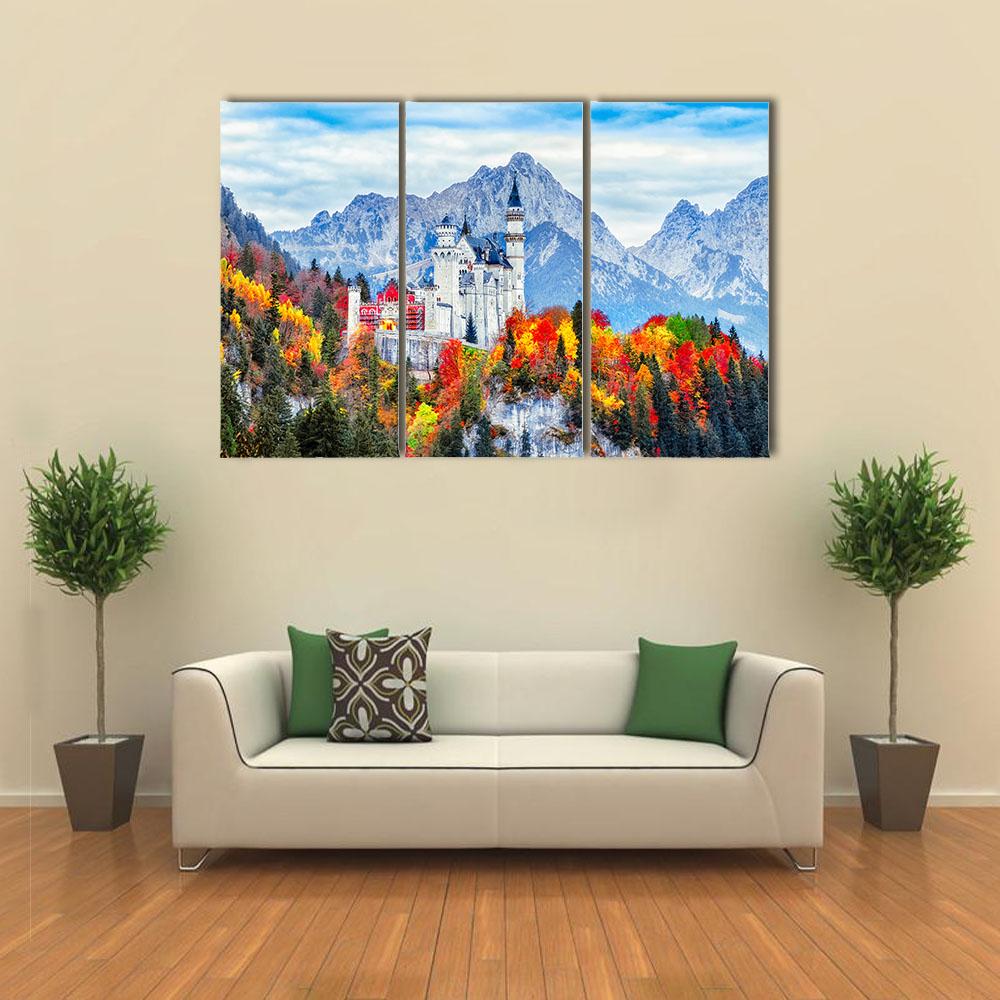 Neuschwanstein Ancient Castle Canvas Wall Art-3 Horizontal-Gallery Wrap-25" x 16"-Tiaracle