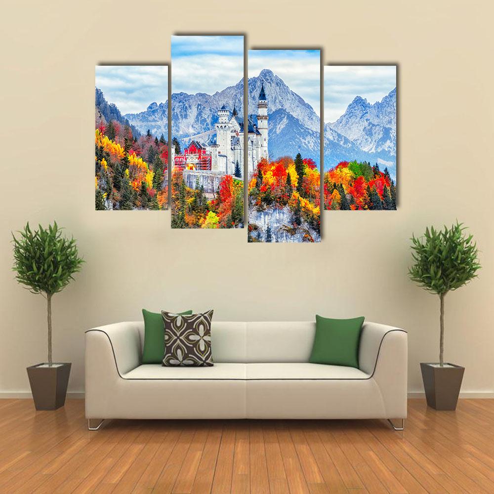 Neuschwanstein Ancient Castle Canvas Wall Art-4 Pop-Gallery Wrap-34" x 20"-Tiaracle