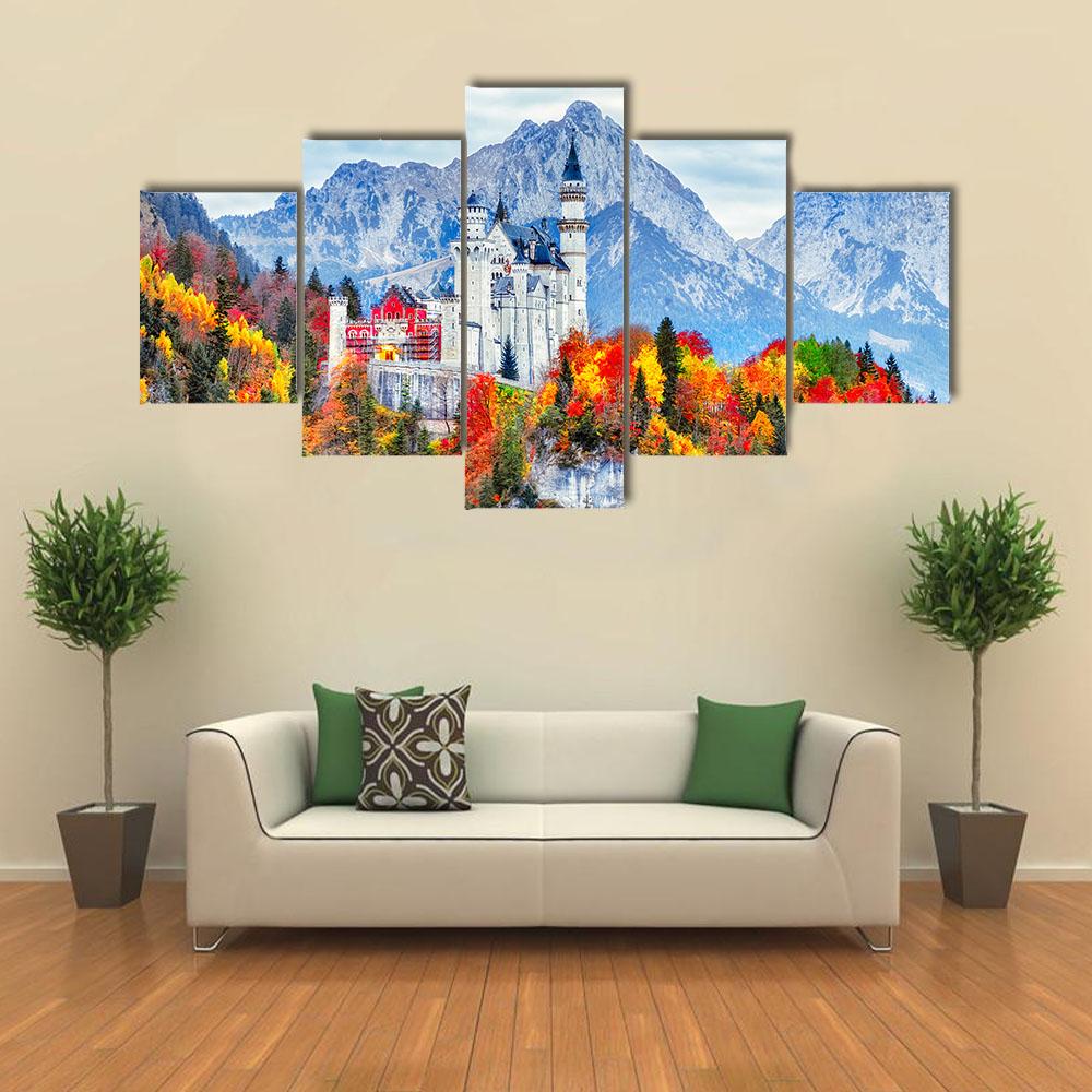 Neuschwanstein Ancient Castle Canvas Wall Art-5 Star-Gallery Wrap-42" x 21"-Tiaracle