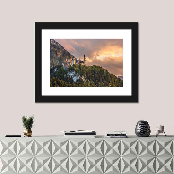 Neuschwanstein Castle Germany Canvas Wall Art-1 Piece-Framed Print-20&quot; x 16&quot;-Tiaracle
