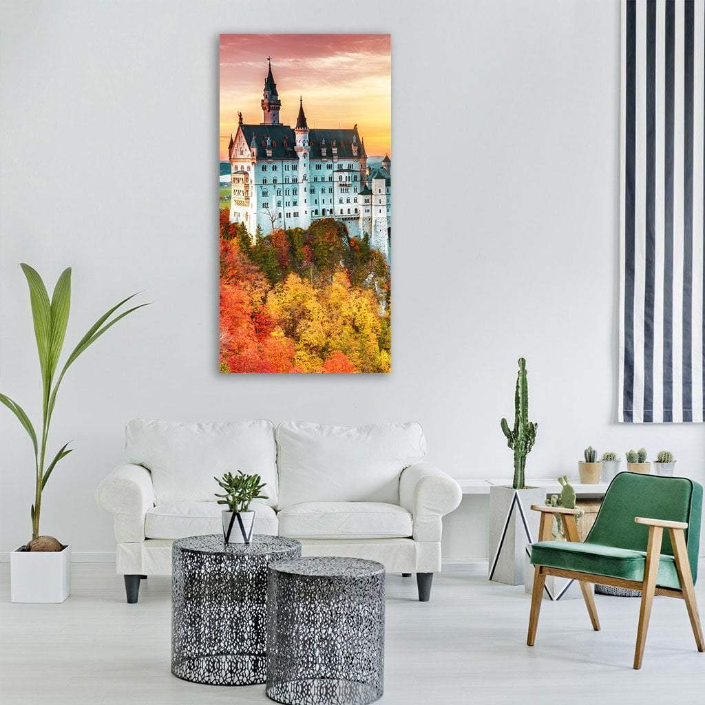 Neuschwanstein Castle In Autumn Vertical Canvas Wall Art-1 Vertical-Gallery Wrap-12" x 24"-Tiaracle