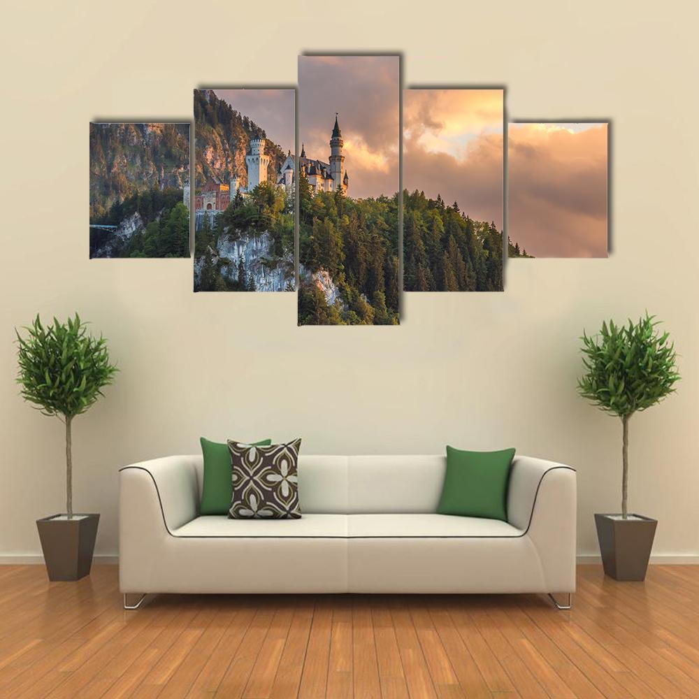Neuschwanstein Castle Germany Canvas Wall Art-5 Star-Gallery Wrap-62" x 32"-Tiaracle