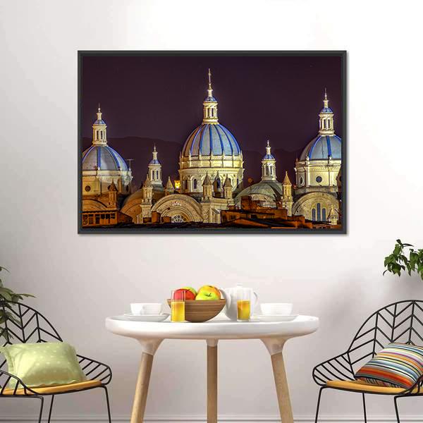 New Cathedral Of Cuenca Canvas Wall Art-1 Piece-Floating Frame-24" x 16"-Tiaracle