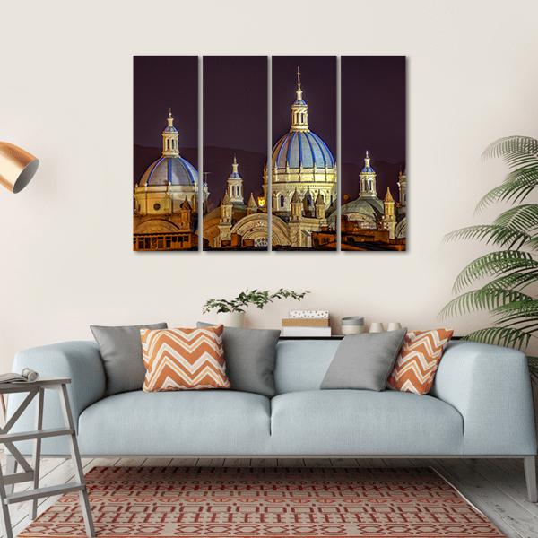 New Cathedral Of Cuenca Canvas Wall Art-4 Horizontal-Gallery Wrap-34" x 24"-Tiaracle