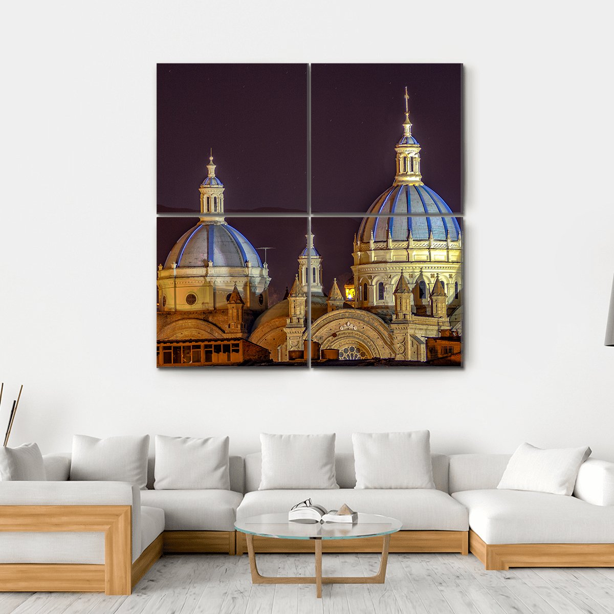 New Cathedral Of Cuenca Canvas Wall Art-4 Square-Gallery Wrap-17" x 17"-Tiaracle