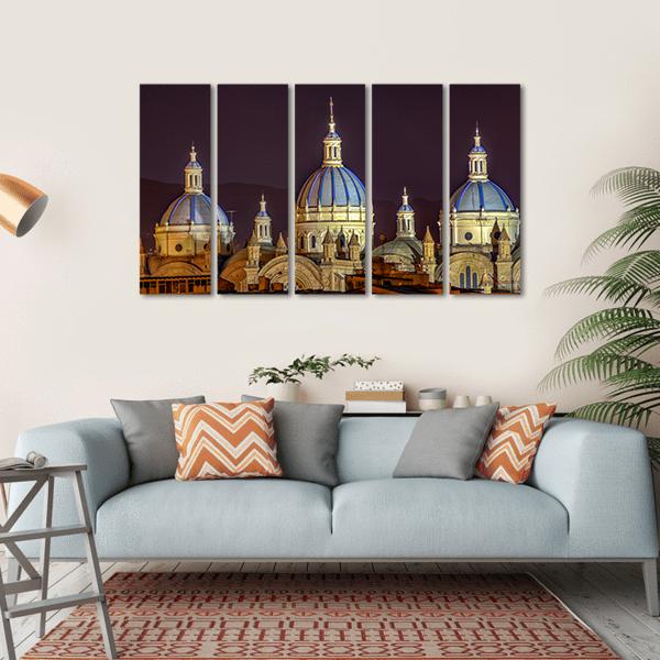 New Cathedral Of Cuenca Canvas Wall Art-5 Horizontal-Gallery Wrap-22" x 12"-Tiaracle