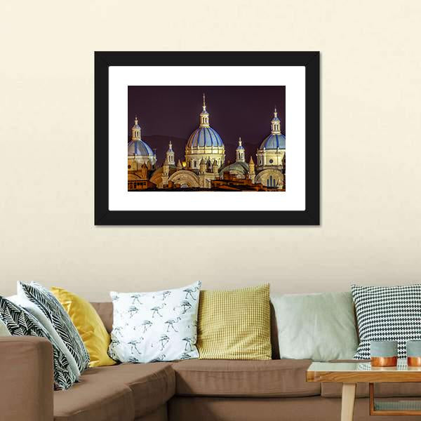New Cathedral Of Cuenca Canvas Wall Art-1 Piece-Framed Print-20" x 16"-Tiaracle