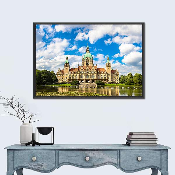 New City Hall Hanover Canvas Wall Art-1 Piece-Floating Frame-24" x 16"-Tiaracle