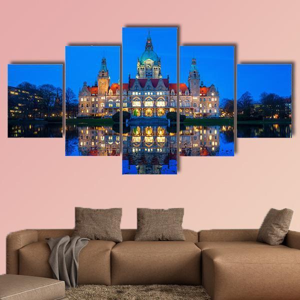 New City Hall In Hanover Canvas Wall Art-5 Star-Gallery Wrap-62" x 32"-Tiaracle
