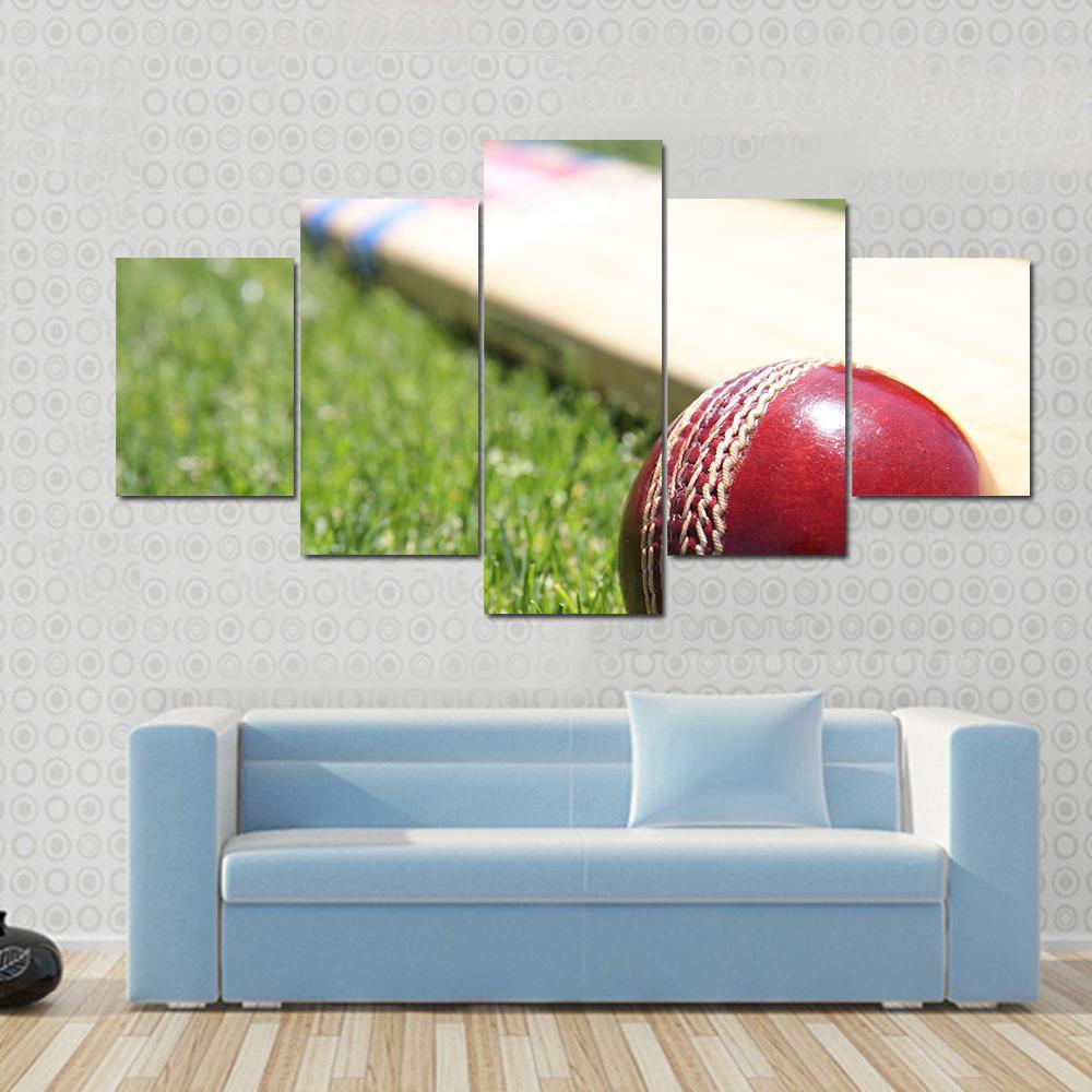 Ball & Bat On Grass Canvas Wall Art-3 Horizontal-Gallery Wrap-37" x 24"-Tiaracle