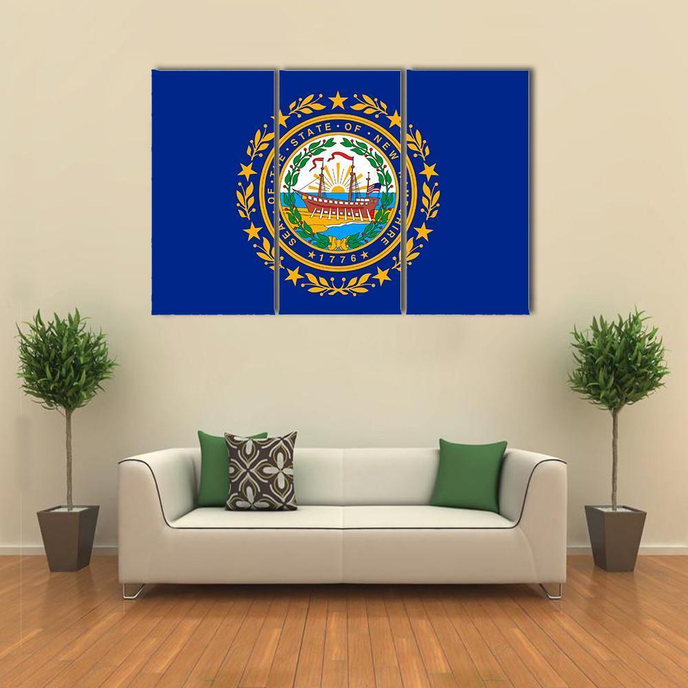 New Hampshire Flag Canvas Wall Art-4 Pop-Gallery Wrap-50" x 32"-Tiaracle