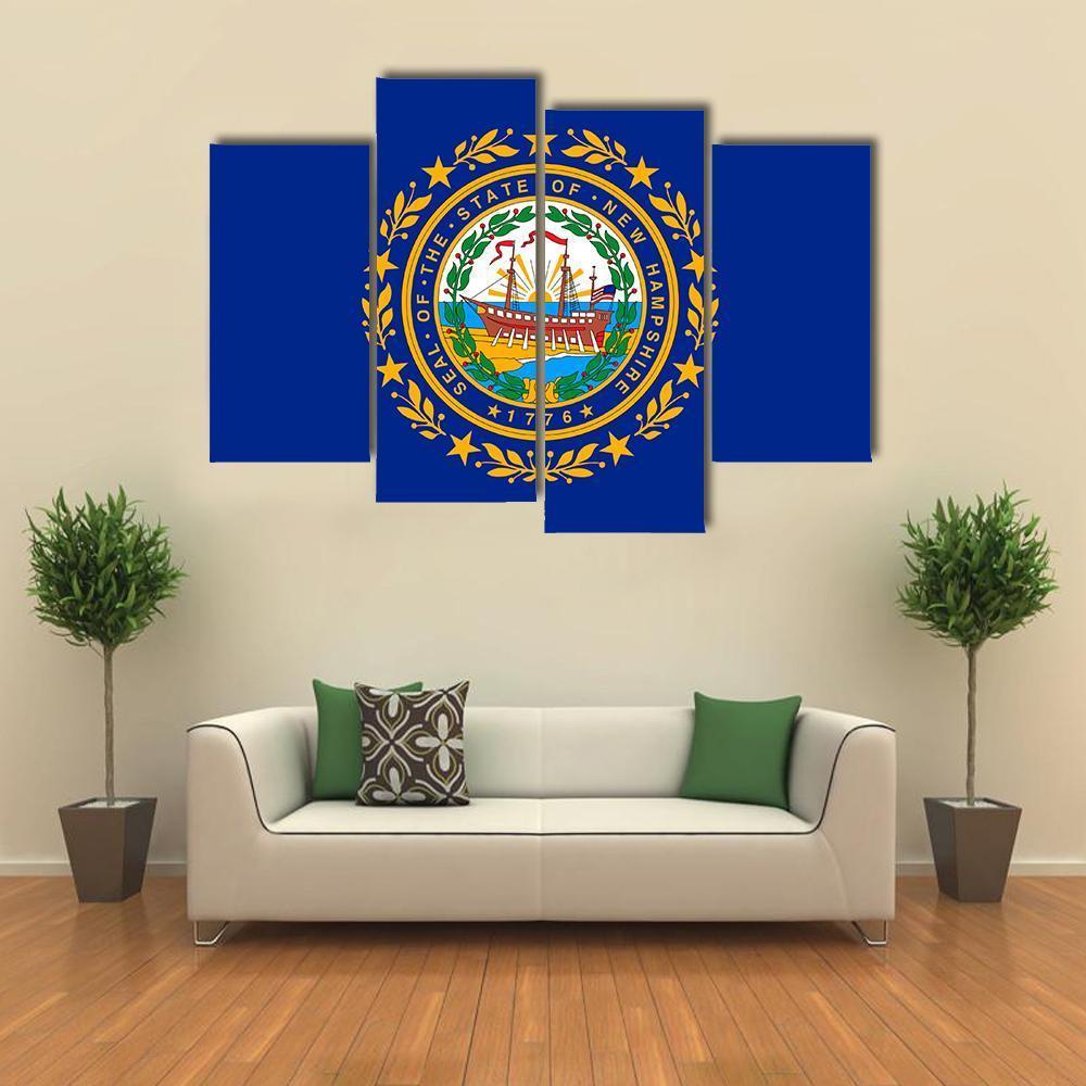 New Hampshire Flag Canvas Wall Art-4 Pop-Gallery Wrap-50" x 32"-Tiaracle