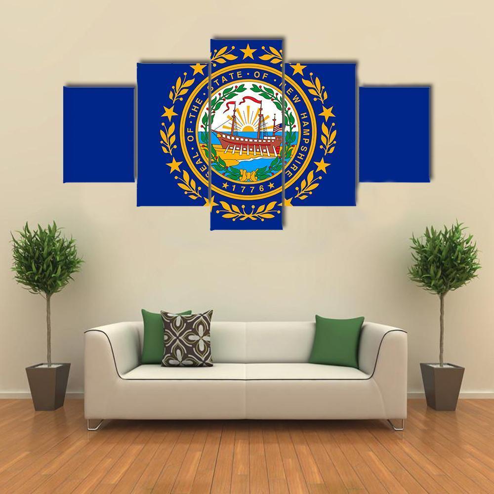 New Hampshire Flag Canvas Wall Art-5 Star-Gallery Wrap-62" x 32"-Tiaracle