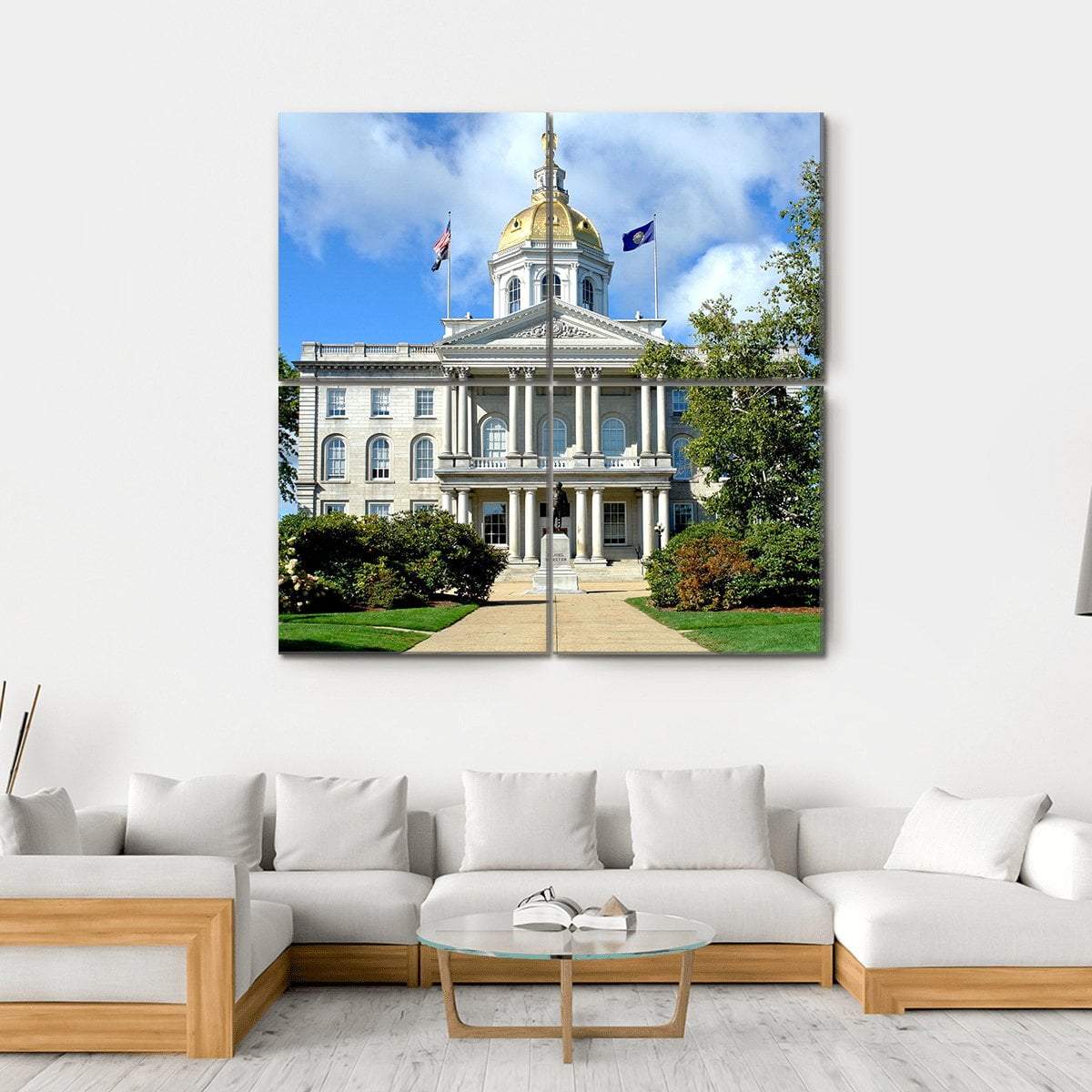 New Hampshire State House Canvas Wall Art-4 Square-Gallery Wrap-17" x 17"-Tiaracle