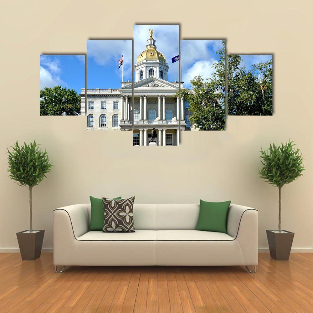 New Hampshire State House Canvas Wall Art-5 Star-Gallery Wrap-62" x 32"-Tiaracle