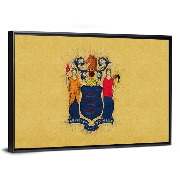 New Jersey Flag Canvas Wall Art-3 Horizontal-Gallery Wrap-25" x 16"-Tiaracle