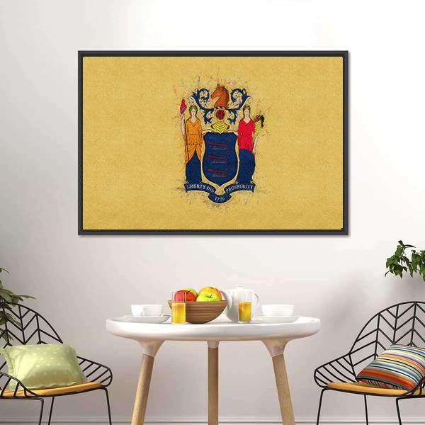 New Jersey Flag Canvas Wall Art-3 Horizontal-Gallery Wrap-25" x 16"-Tiaracle