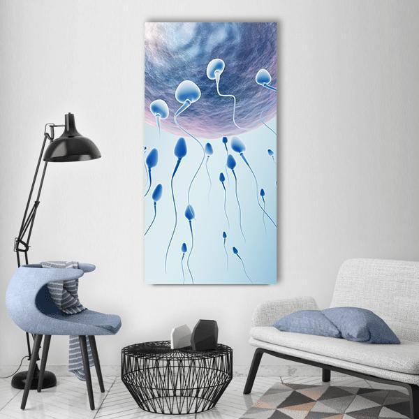 Sperm Hitting Egg Vertical Canvas Wall Art-1 Vertical-Gallery Wrap-12" x 24"-Tiaracle