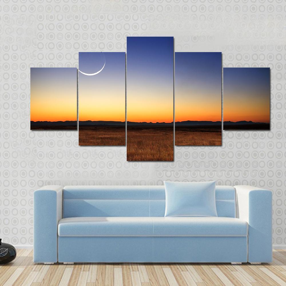 New Moon At Sunset Canvas Wall Art-3 Horizontal-Gallery Wrap-37" x 24"-Tiaracle