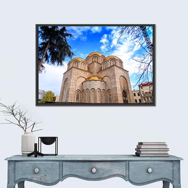 New Orthodox Church In Skopje Canvas Wall Art-1 Piece-Floating Frame-24" x 16"-Tiaracle