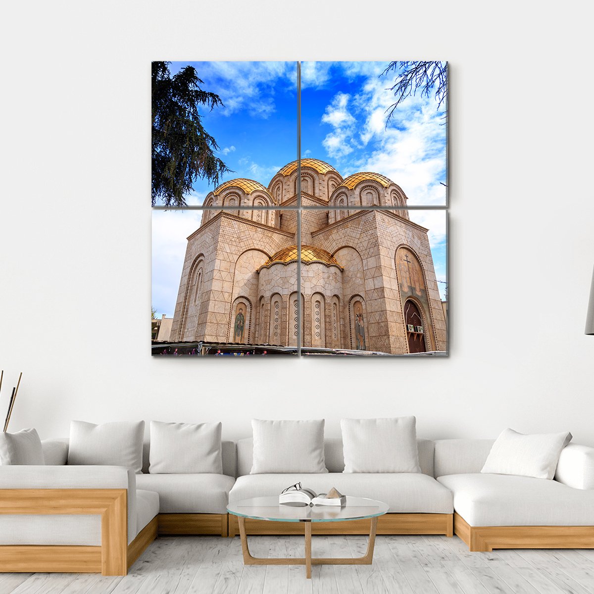 New Orthodox Church In Skopje Canvas Wall Art-4 Square-Gallery Wrap-17" x 17"-Tiaracle