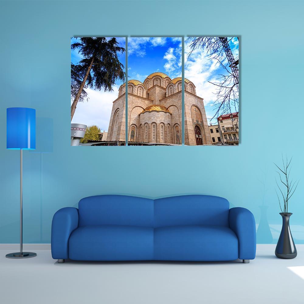 New Orthodox Church In Skopje Canvas Wall Art-3 Horizontal-Gallery Wrap-37" x 24"-Tiaracle