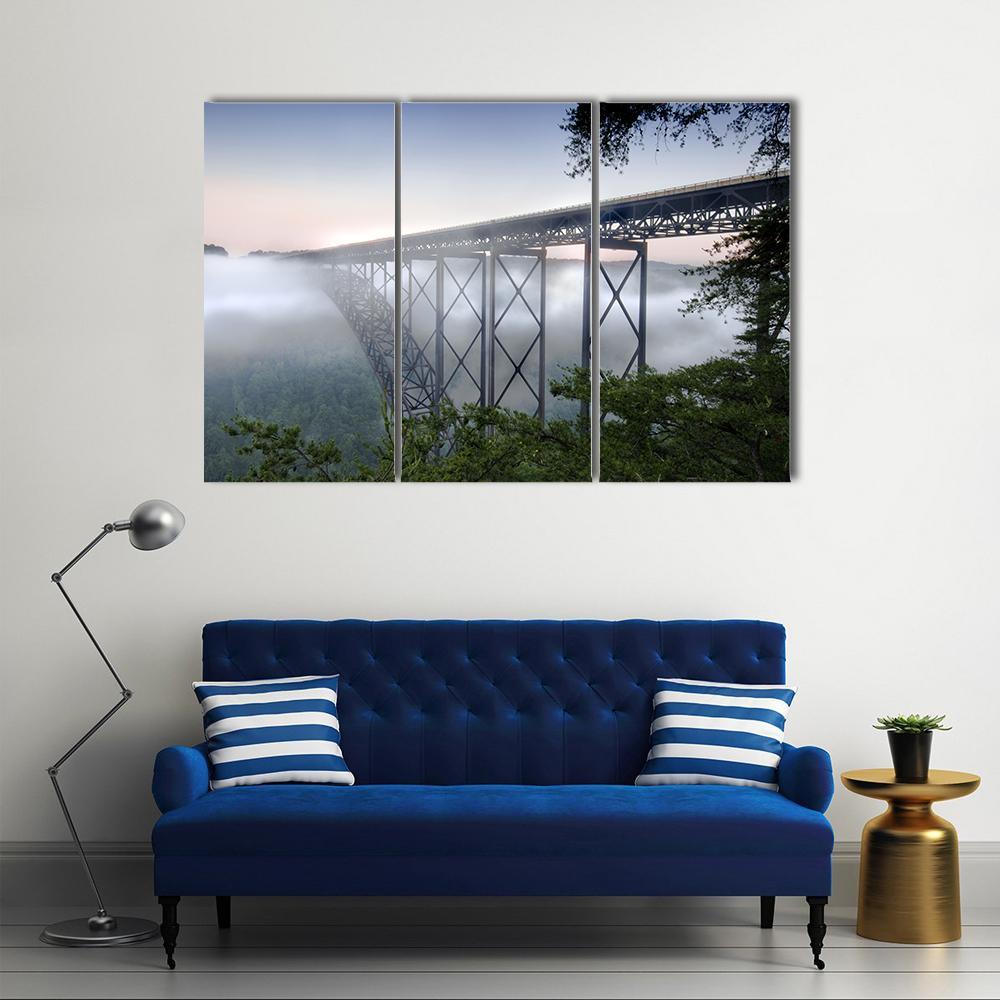 New River Gorge Bridge Canvas Wall Art-3 Horizontal-Gallery Wrap-37&quot; x 24&quot;-Tiaracle