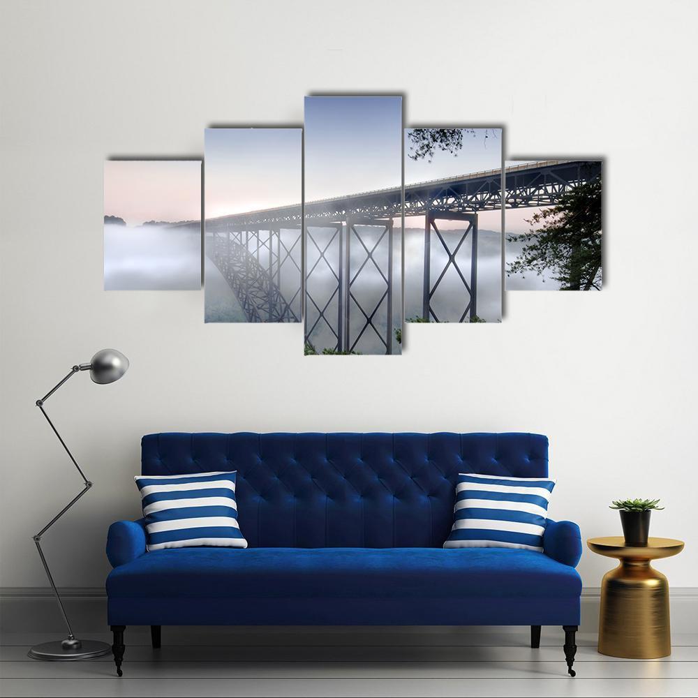 New River Gorge Bridge Canvas Wall Art-5 Pop-Gallery Wrap-47" x 32"-Tiaracle