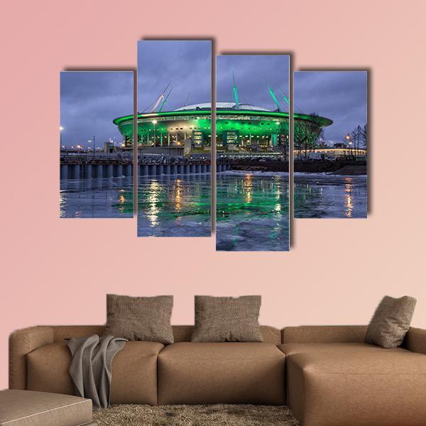Krestovsky Island At Night Canvas Wall Art-4 Pop-Gallery Wrap-50" x 32"-Tiaracle