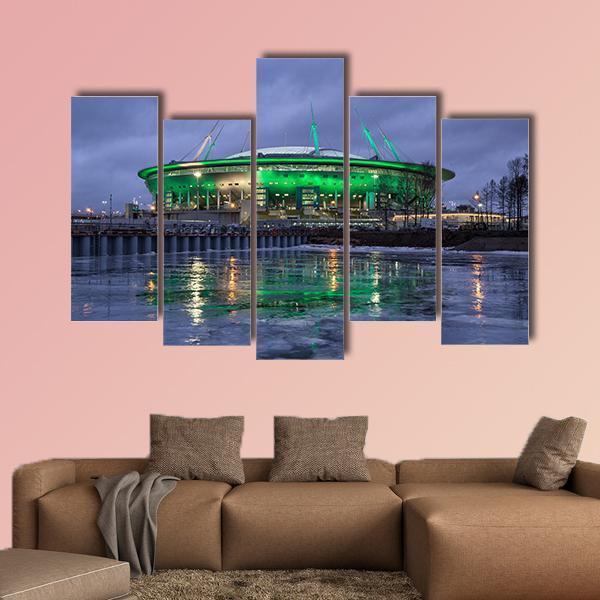 Krestovsky Island At Night Canvas Wall Art-5 Pop-Gallery Wrap-47" x 32"-Tiaracle