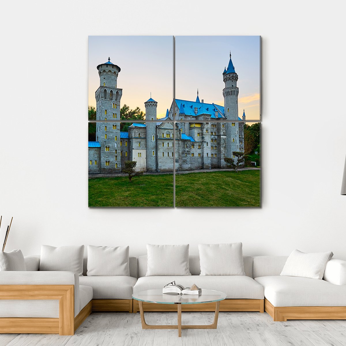 New Swan Stone Castle Canvas Wall Art-4 Square-Gallery Wrap-17" x 17"-Tiaracle