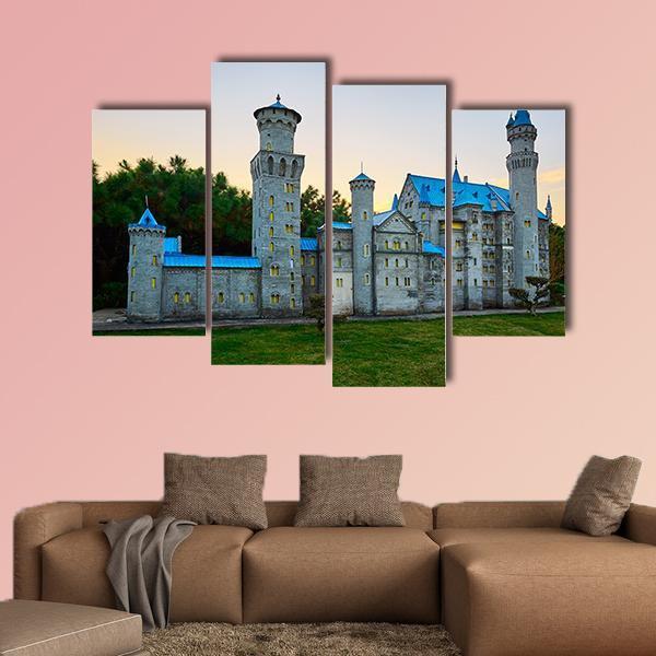 New Swan Stone Castle Canvas Wall Art-4 Pop-Gallery Wrap-50" x 32"-Tiaracle