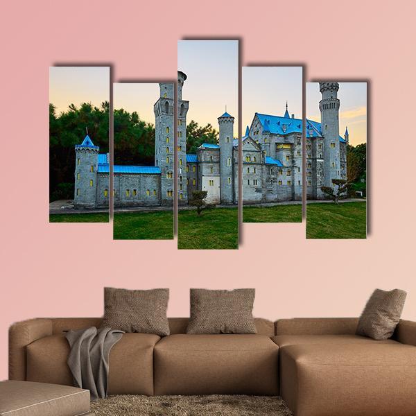 New Swan Stone Castle Canvas Wall Art-5 Pop-Gallery Wrap-47" x 32"-Tiaracle
