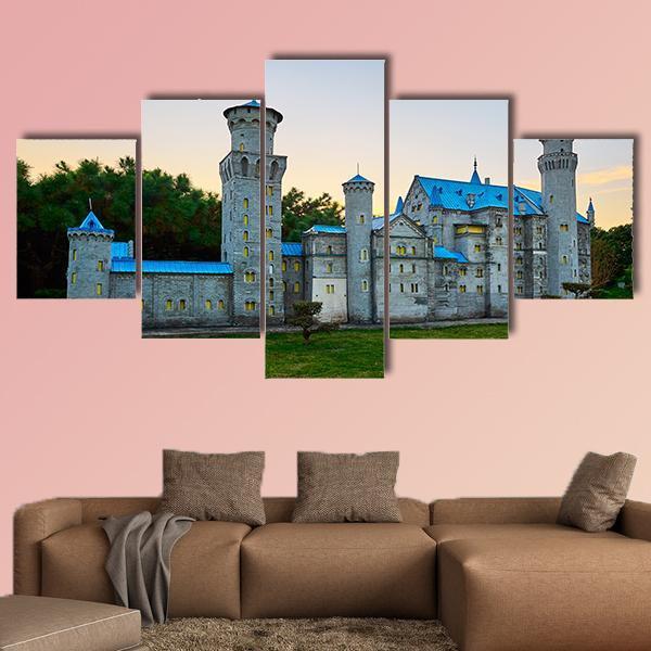 New Swan Stone Castle Canvas Wall Art-5 Star-Gallery Wrap-62" x 32"-Tiaracle