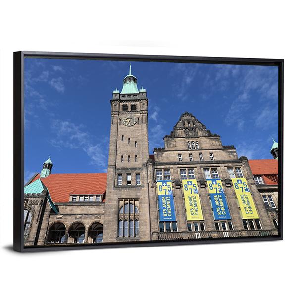 New Town Hall In Germany Canvas Wall Art-3 Horizontal-Gallery Wrap-25" x 16"-Tiaracle