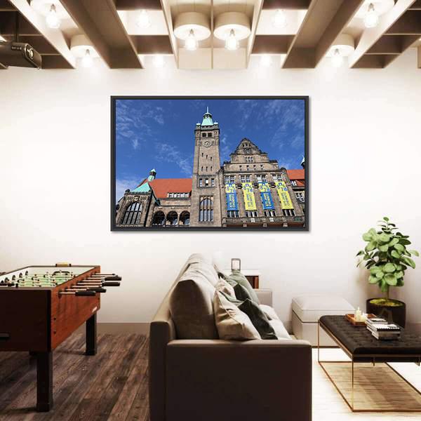 New Town Hall In Germany Canvas Wall Art-3 Horizontal-Gallery Wrap-25" x 16"-Tiaracle