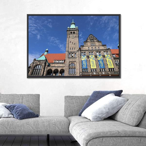New Town Hall In Germany Canvas Wall Art-3 Horizontal-Gallery Wrap-25" x 16"-Tiaracle