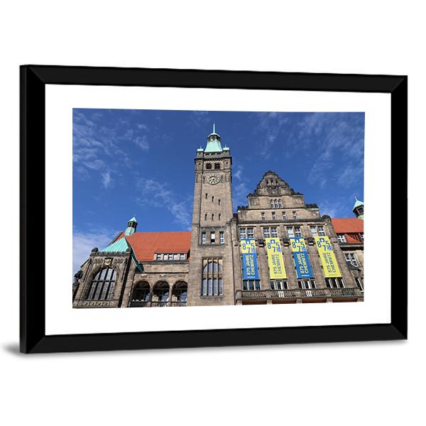 New Town Hall In Germany Canvas Wall Art-3 Horizontal-Gallery Wrap-25" x 16"-Tiaracle