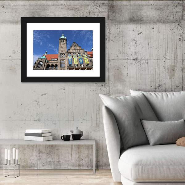New Town Hall In Germany Canvas Wall Art-3 Horizontal-Gallery Wrap-25" x 16"-Tiaracle