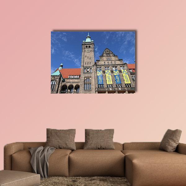 New Town Hall In Germany Canvas Wall Art-1 Piece-Gallery Wrap-48" x 32"-Tiaracle