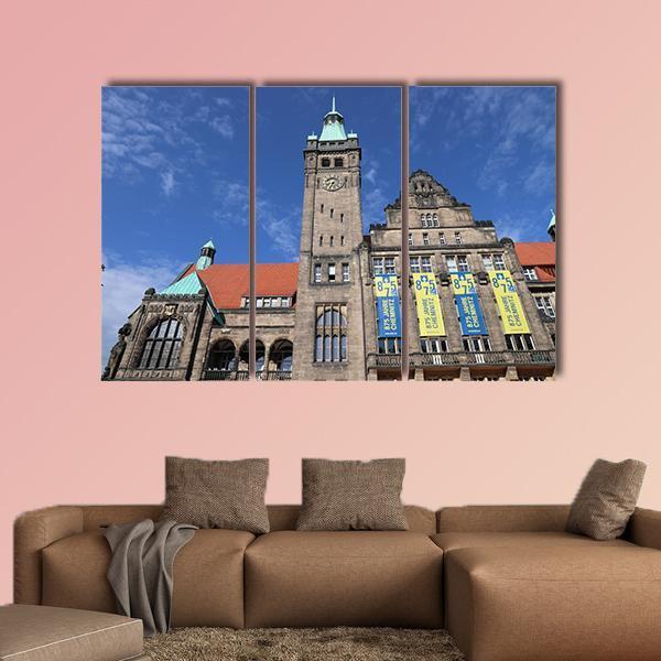 New Town Hall In Germany Canvas Wall Art-3 Horizontal-Gallery Wrap-25" x 16"-Tiaracle