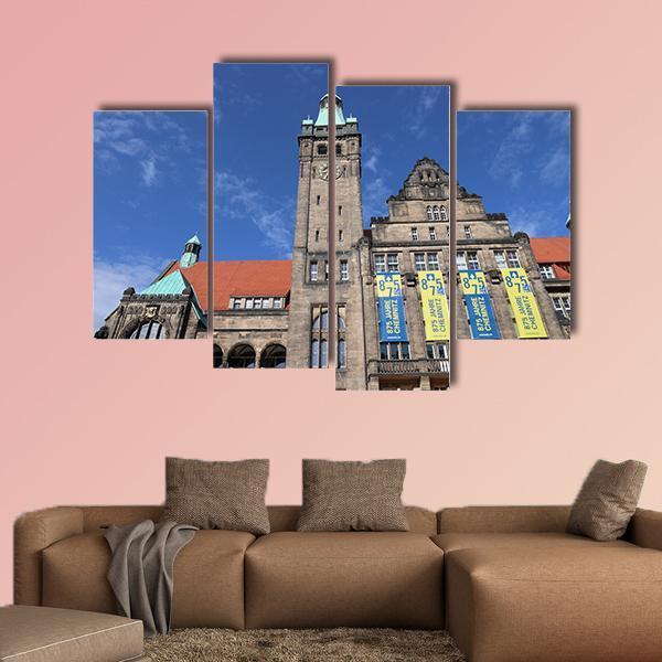 New Town Hall In Germany Canvas Wall Art-4 Pop-Gallery Wrap-50" x 32"-Tiaracle